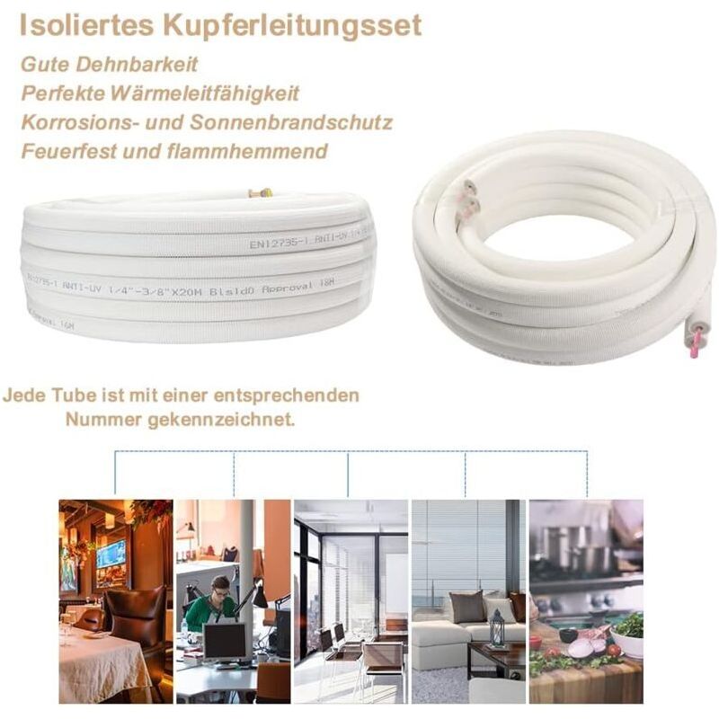 Kupferrohre Für Klimaanlagen – 1/4" Und 3/8" – 4 M – Mit Isolierhülse – Hvac-kabel – Rohrsätze Oder Komplettsysteme