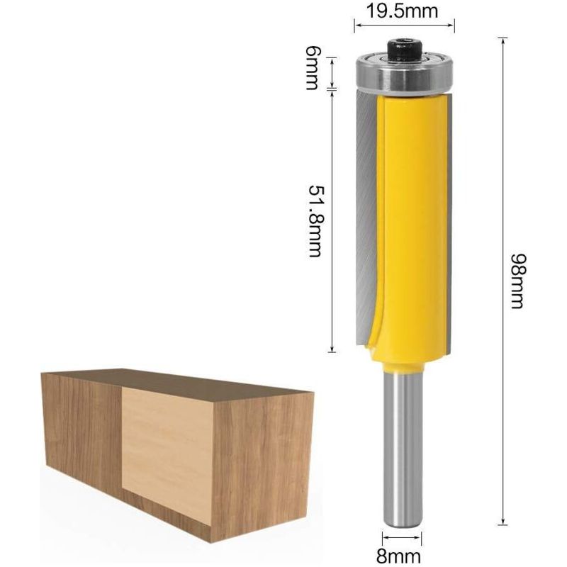 8mm Schaft Extra Langer Bündigfräser Zweiteiliger Kugellager-bündigfräser Mit Oberem Und Unterem Kugellager Für Die Holzbearbeitung.