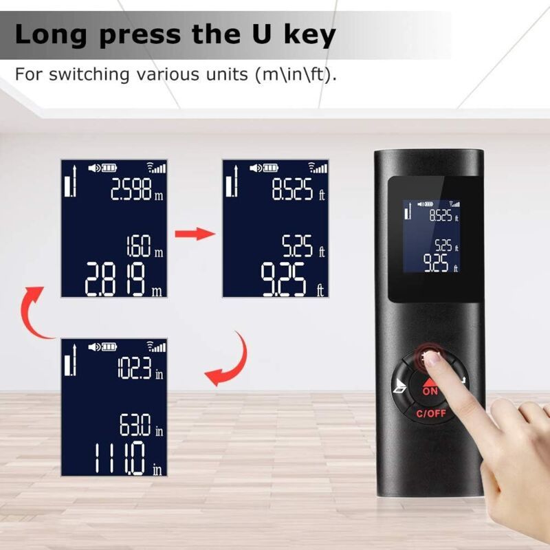 Mini-laser-entfernungsmesser (40 M), Tragbarer, Per Usb Aufladbarer Digitaler Laser-entfernungsmesser (m/z/ft), Schwarz