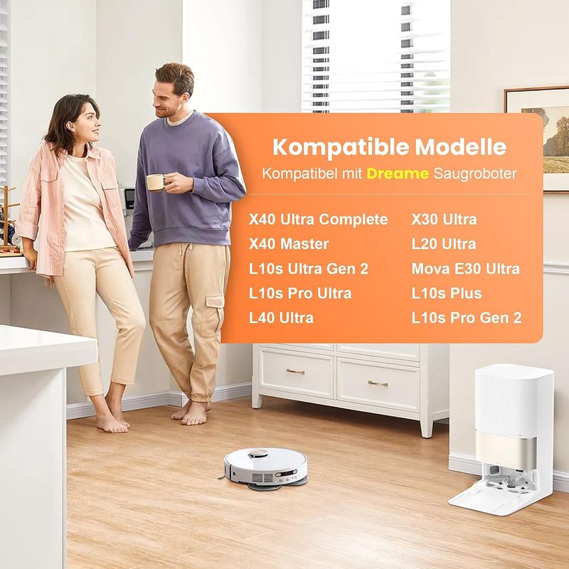 10er-pack Reinigungstücher, Kompatibel Mit Dreame L10s Ultra Gen 2 / Mova E30 Ultra / L10s Pro Ultra / X40 Ultra / X40 Master / L40 Ultra / X50 Ultra. Komplettes Zubehör Für Saugroboter, Mikrofasertüc