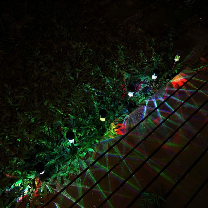 Deuba Solar-gartenleuchten, 8er-pack Led-solarleuchten Aus Edelstahl Für Garten, Wege Und Terrasse, Mehrfarbige Solarbeleuchtung