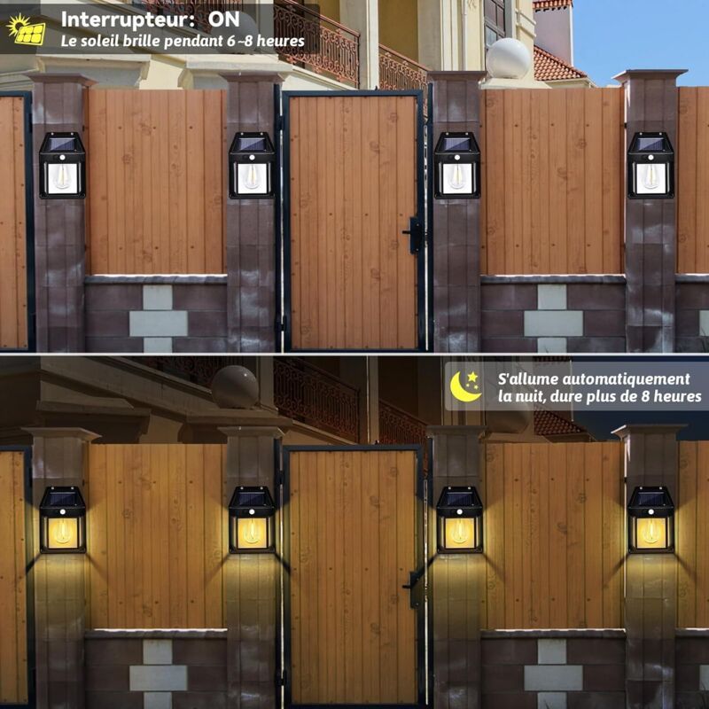 Solarleuchten Für Den Außenbereich, Solar-wandleuchten Mit Bewegungsmelder, 3 Modi, Ip65 Wasserdicht, Für Garten, Balkon, Hof (8er-pack)