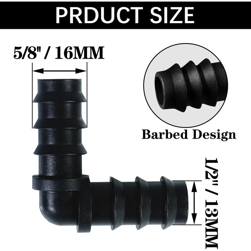 20 Stück Tropfbewässerungsschlauchverbinder Für 16-mm-anschlüsse, Bewässerungssystem-set, Kunststoffverbinder (abgewinkelt)