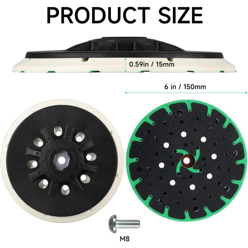 150 Mm Schleifteller, M8 Anschlussgewinde – 49 Schraubenlöcher Und Staubabsaugungsfunktion, Kompatibel Mit Festool Rotex Ro, Ets 150 Und Ets Ec 150 Exzenterschleifern.