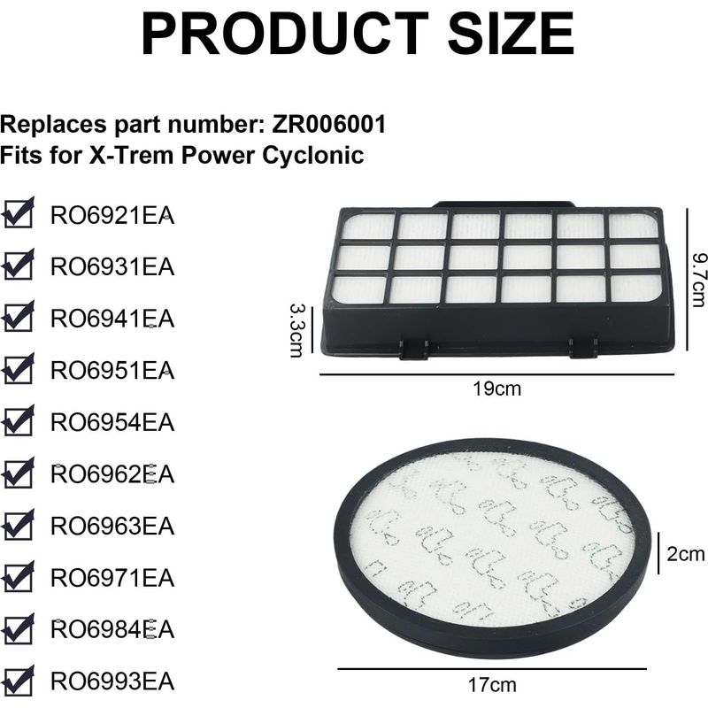 Hepa-filter, Ersatzfilter Für Rowenta X-trem Power Ro69xx Ro6921ea, Ro6941ea, Ro6951ea, Ro6984ea Zyklonstaubsauger, Ersetzt Zr006001