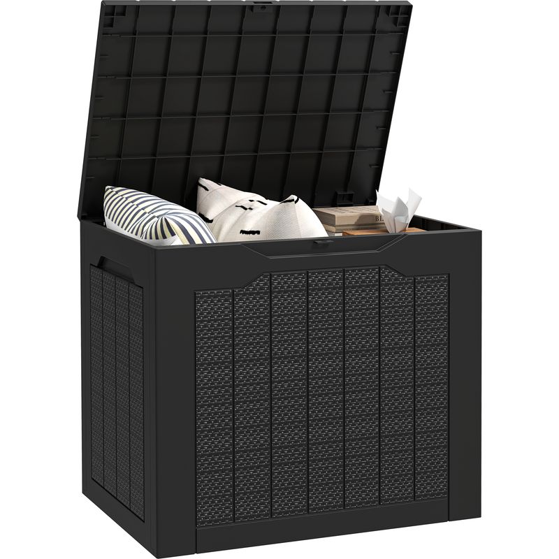 93-liter-gartenaufbewahrungskiste Mit Versenkten Griffen, Wasserdichte Aufbewahrungsbox Für Den Außenbereich, 56 X 41 X 50 Cm, Schwarz