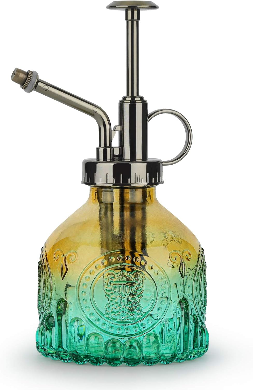 200-ml-glas-pflanzensprüher Im Vintage-stil, Schlanke Pumpe, Kleine Gießkanne Für Innenräume – Grün-gelb