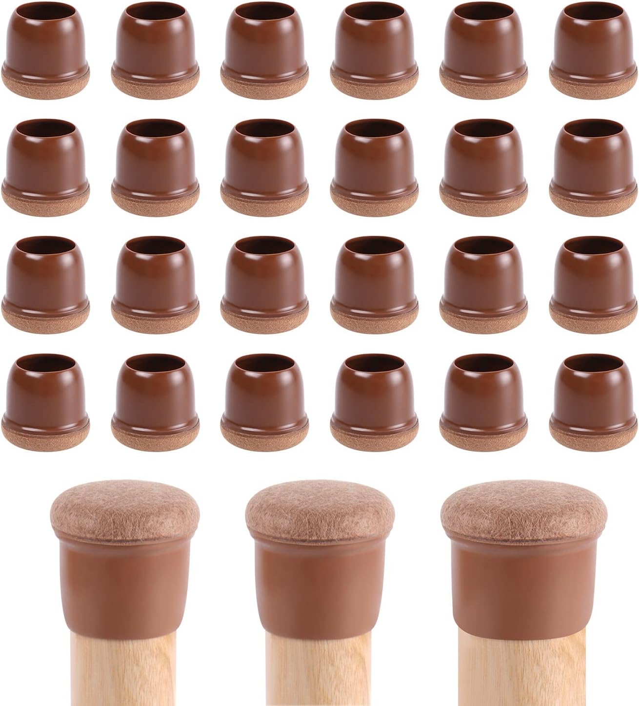 24 Stück Silikon-stuhlbeinschoner 14-19 Mm, Möbelbeingleiter, Rutschfeste Tischabdeckungen Für Möbel, Runde Braune Holzschoner Für Möbelbeine