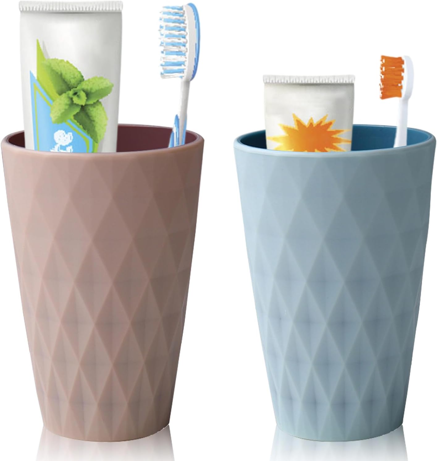 2-teiliges Badezimmerbecher-set Mit Zahnbürstenhalter Für Kinder, Glatter Ausgießer, Für Reisen Und Camping, Ordentlich Organisierte Badezimmeraccessoires (rosa + Hellblau)