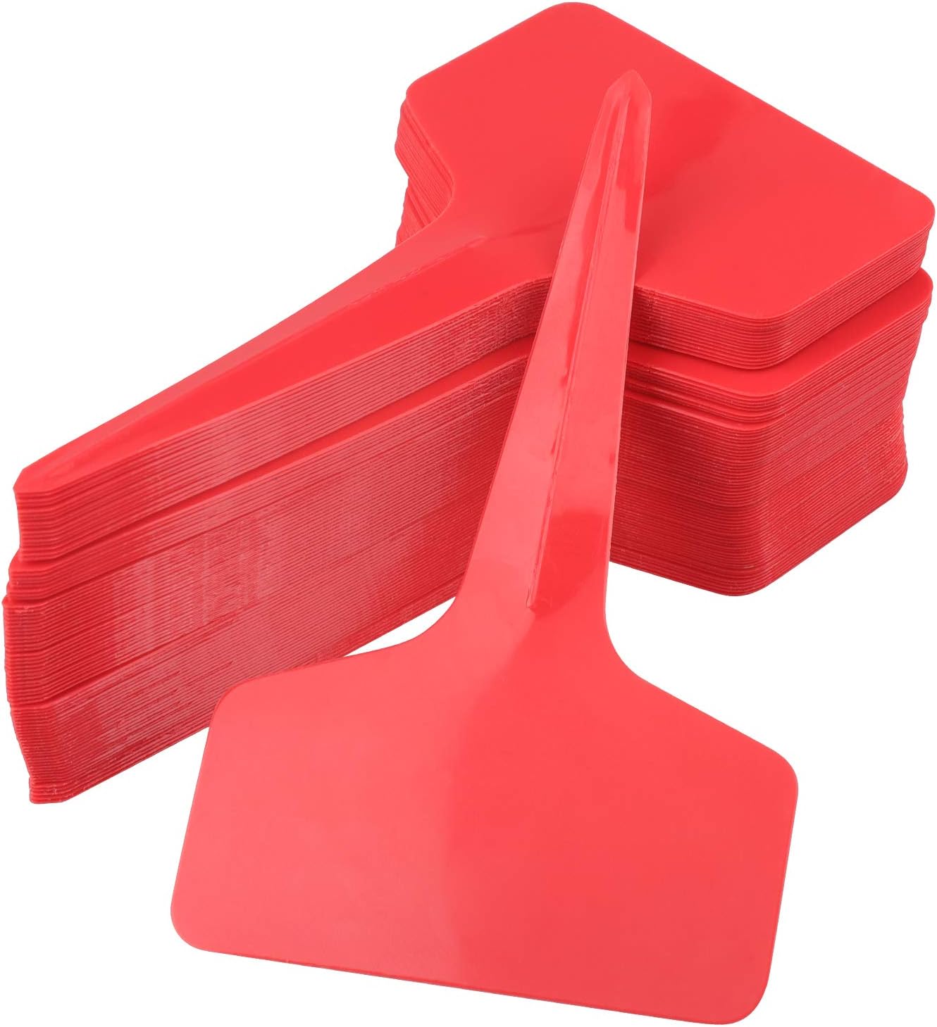 100 Pflanzenetiketten Für Setzlinge, Garten, Gemüsebeet, Anpflanzung, Wasserfest, Kunststoff, Für Den Außenbereich, Rot, 10 X 6 Cm (t-form)