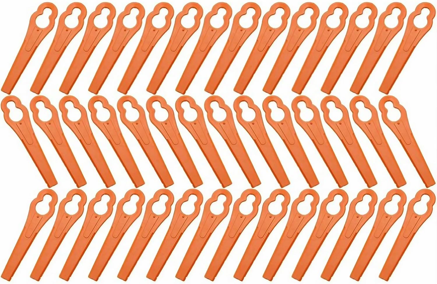 60-teiliges Set Kunststoff-rasenmähermesser Für Gartenrasenmäherzubehör, Ersatz-kunststoffmesser Für Fadentrimmer (orange)