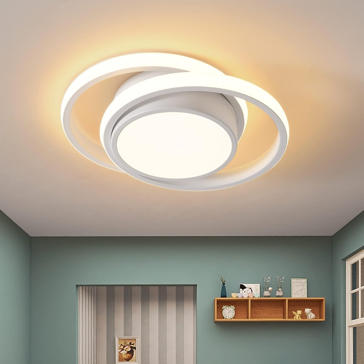 Moderne Led-deckenleuchte, 32 W, 2500 Lm, Runde Deckenleuchte, Kronleuchter Für Flur, Schlafzimmer, Badezimmer, Küche, Wohnzimmer, Haus, Veranda, Außenbereich, Weiß (3000/4500/6000 K), Länge 27 Cm