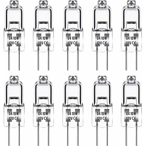 G4-halogenlampe, 12 V, 10 W, Warmweiß (3000 K), 150 Lm, Dimmbar, G4-halogenlampe, Klare Kapsel, 10er-packung