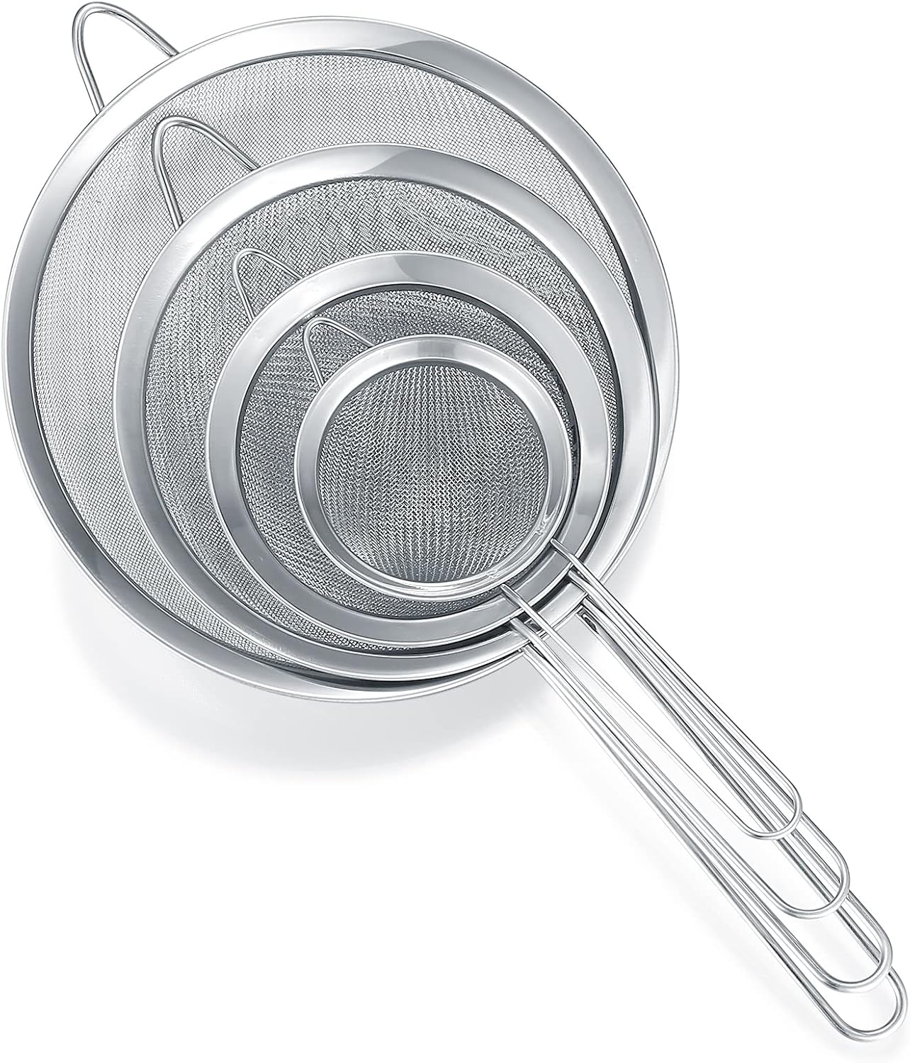 Küchensieb – 4-teilig – Edelstahl – Feinmaschig – Zum Abtropfen Von Nudeln, Gemüse Und Reis – 8 Bis 20 Cm
