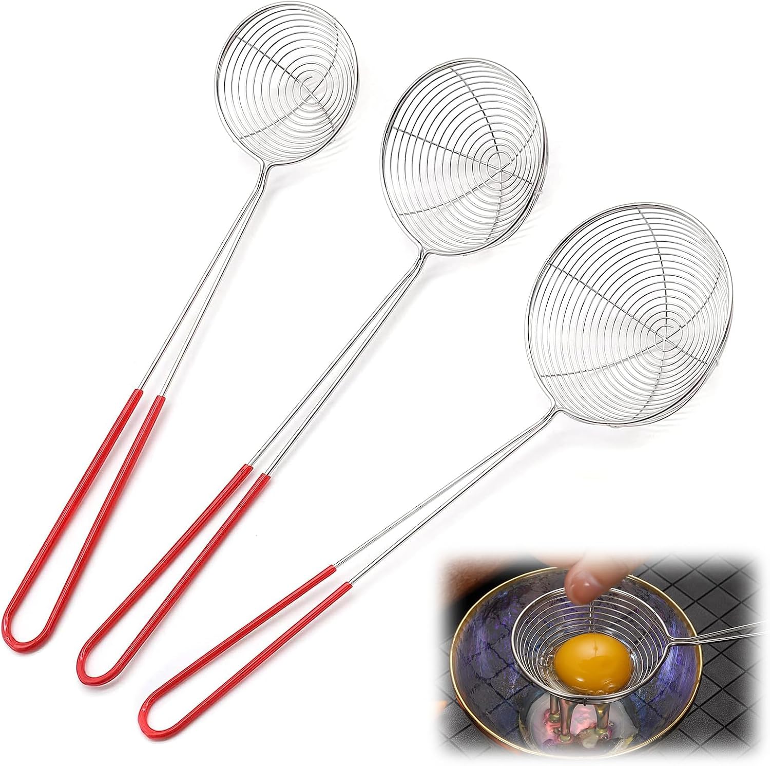 Spinnensieb – 3er-set – Edelstahl – Zum Braten Und Für Pasta – Für Den Täglichen Gebrauch – 3 Größen