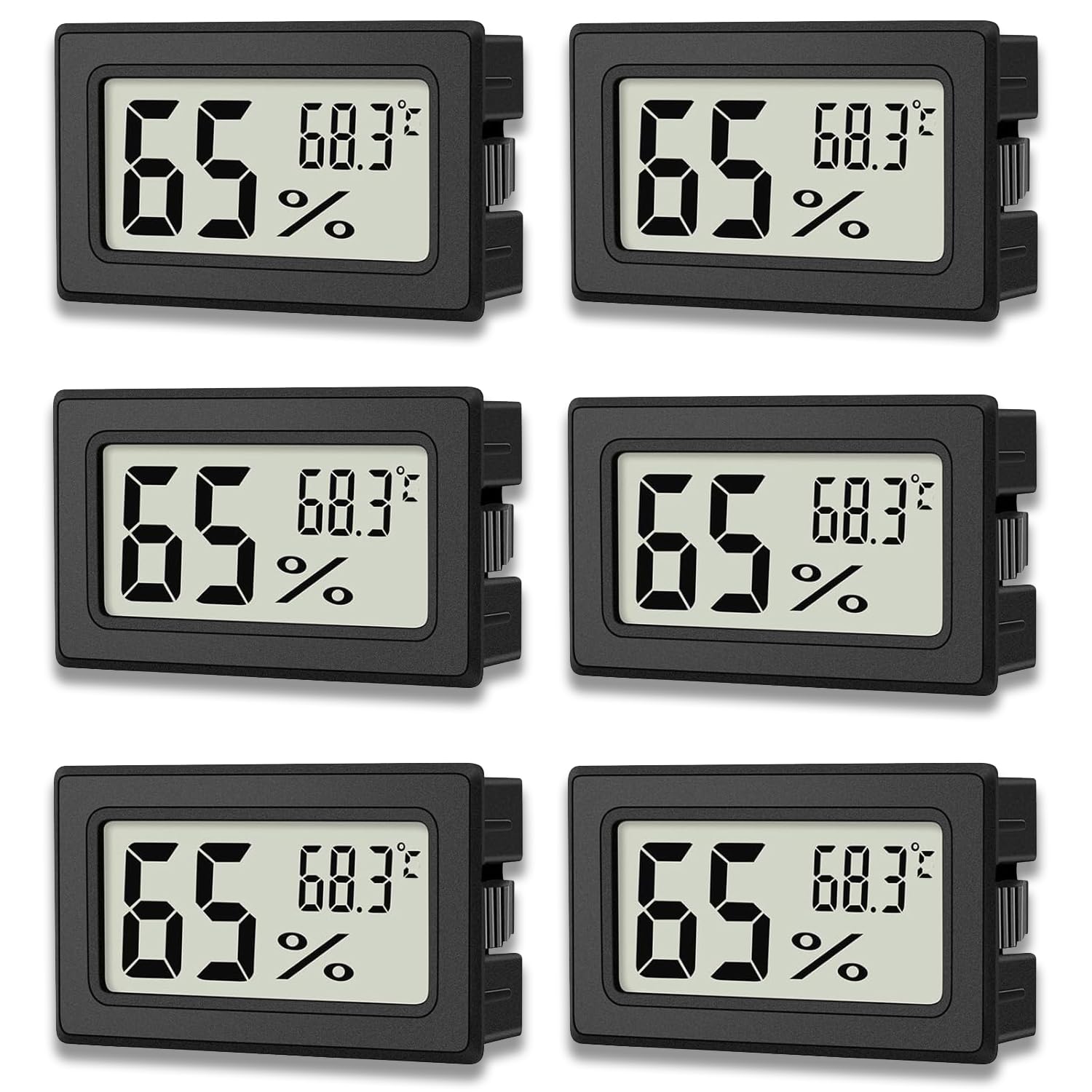 Thermometer-hygrometer – 6 Stück – Digitales Lcd-display – Misst Temperatur Und Luftfeuchtigkeit – Für Zuhause, Keller, Gewächshaus – 48 X 28 X 15 Mm