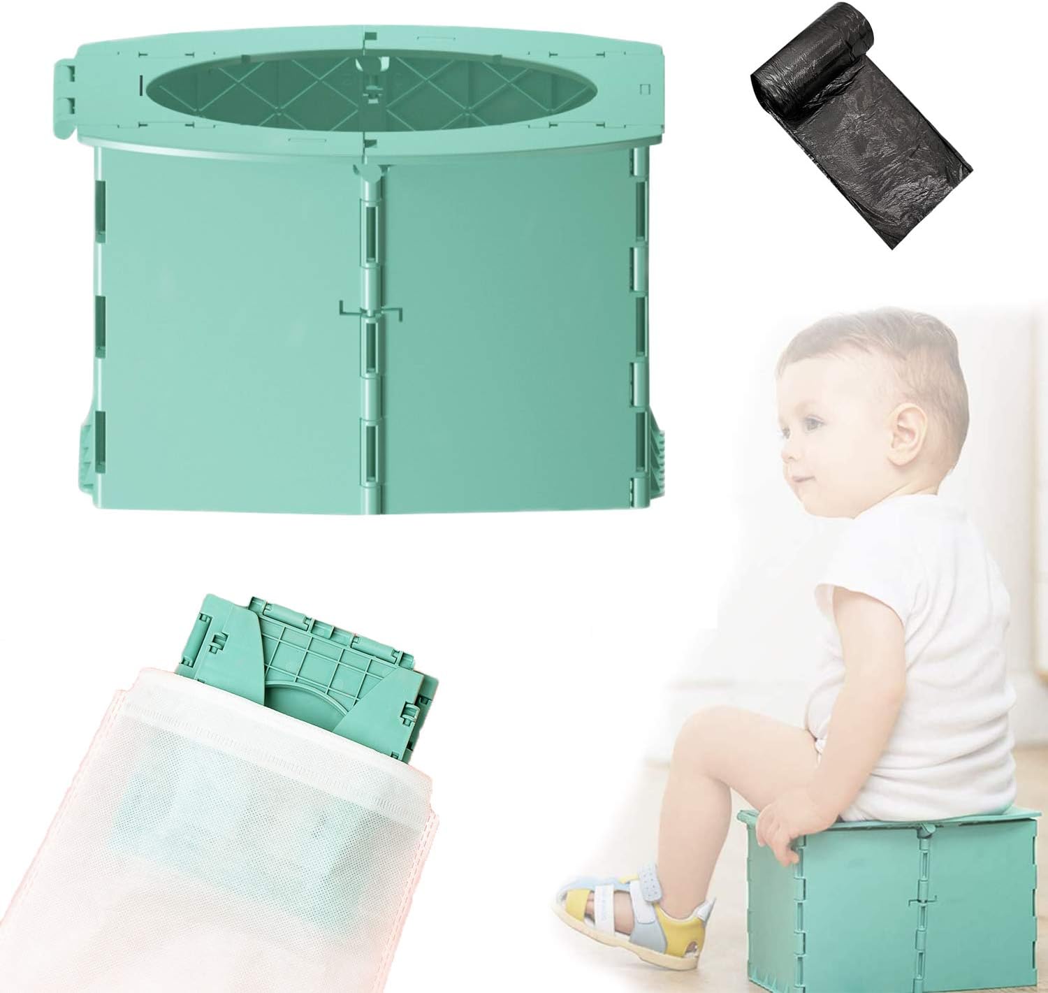 Faltbares Kinder-töpfchen – 1 Stück – Kunststoff – Tragbare Toilette Für Reisen, Camping, Auto Und Outdoor-aktivitäten – Blau