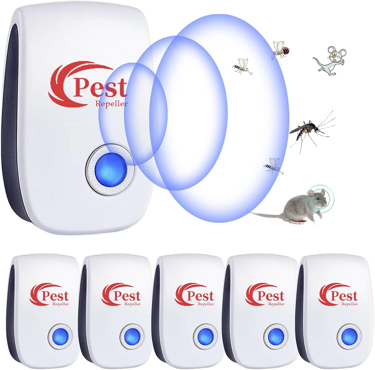 Ultraschall-abwehrgerät – 6er-pack – Elektronisch – Nagetier- Und Insektenabwehr – Für Zuhause Und Büro – Weiß
