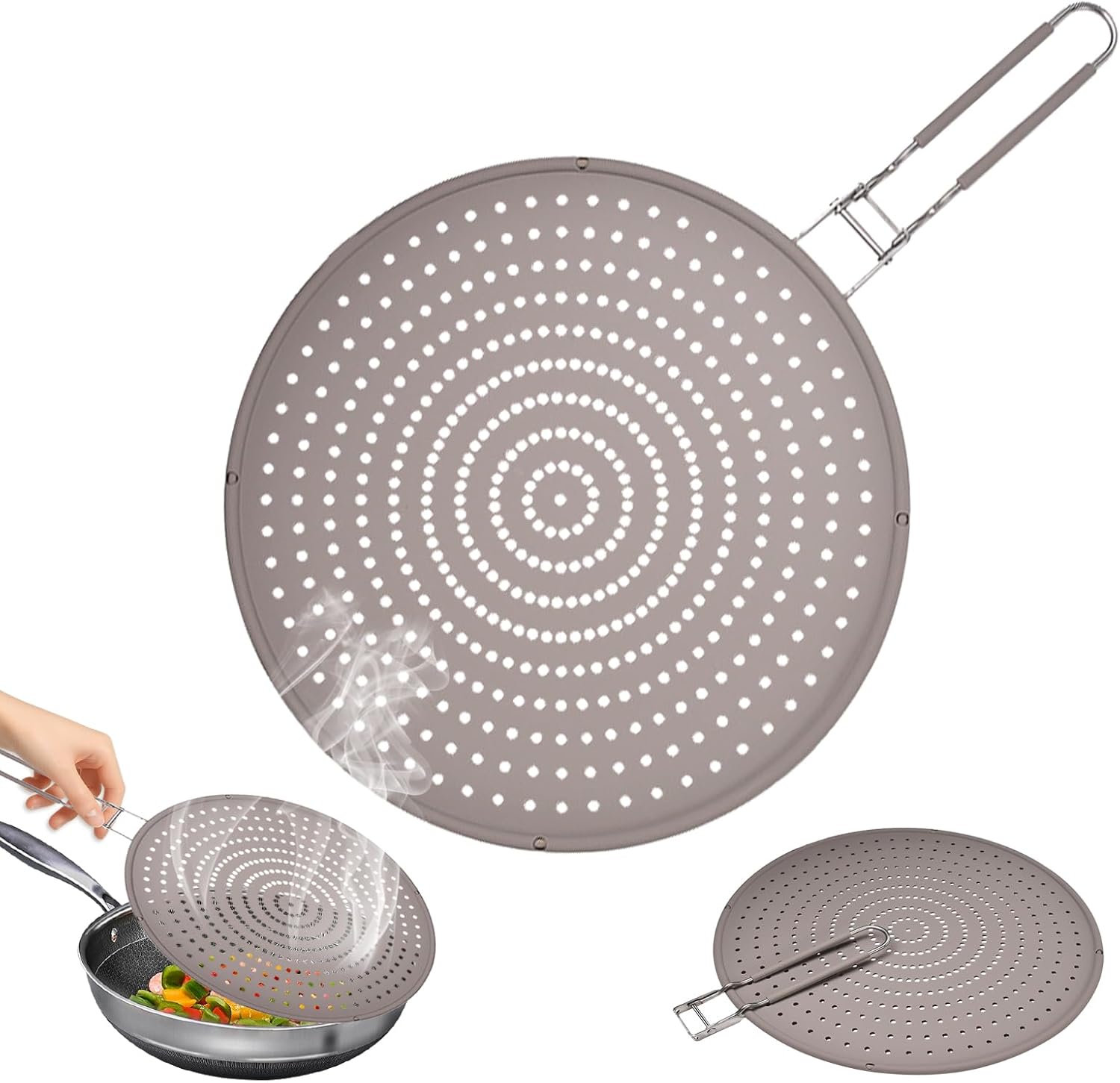 Spritzschutz – 1 Stück – Lebensmittelechtes Silikon – Klappbarer Griff – Zum Kochen Und Braten – 32 Cm