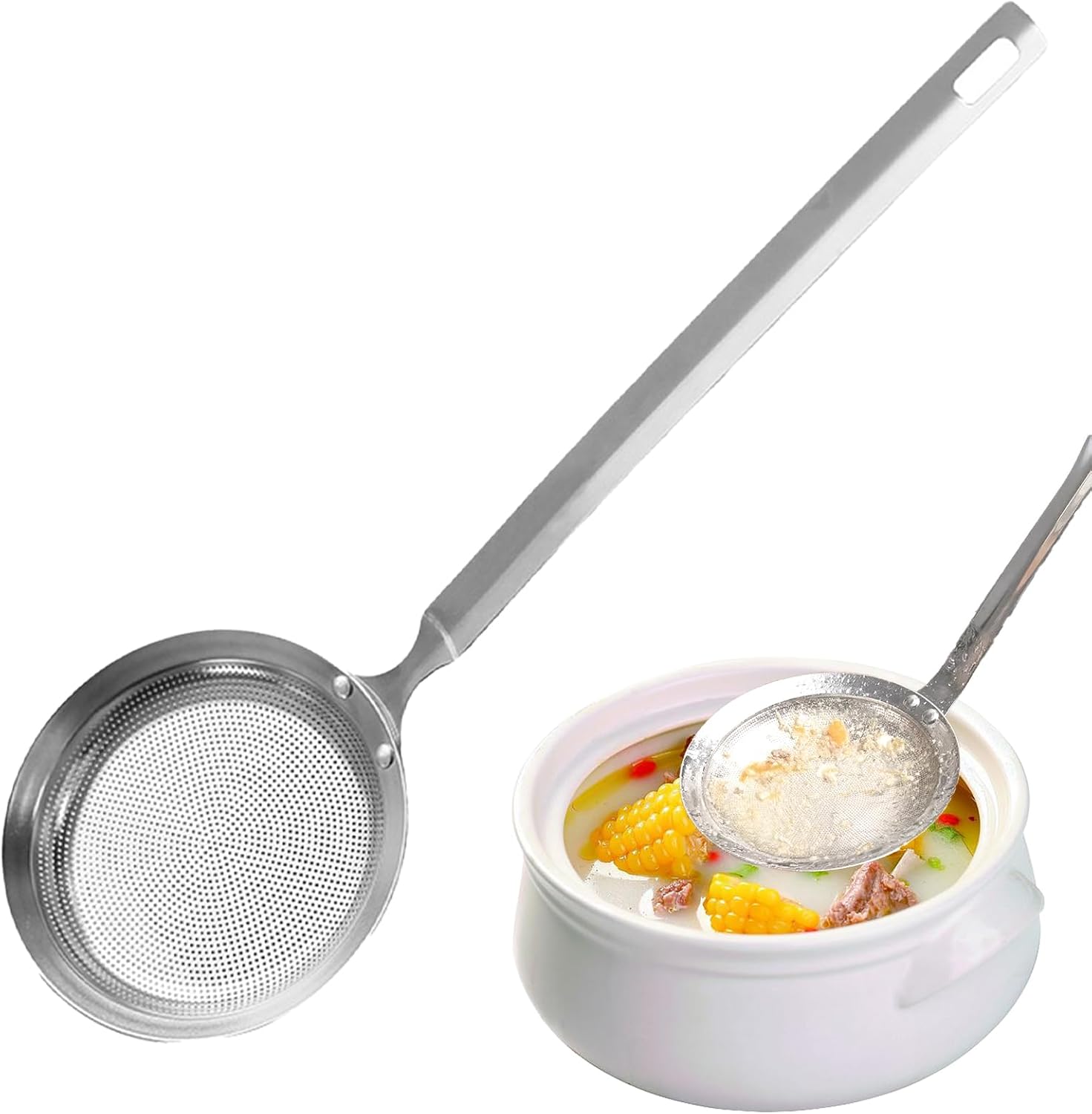 Küchenschaumschöpfer Aus Edelstahl – 1 Stück – Edelstahl 304 – 100-mesh-feinfilter – Für Suppen Und Braten – 28,5 Cm