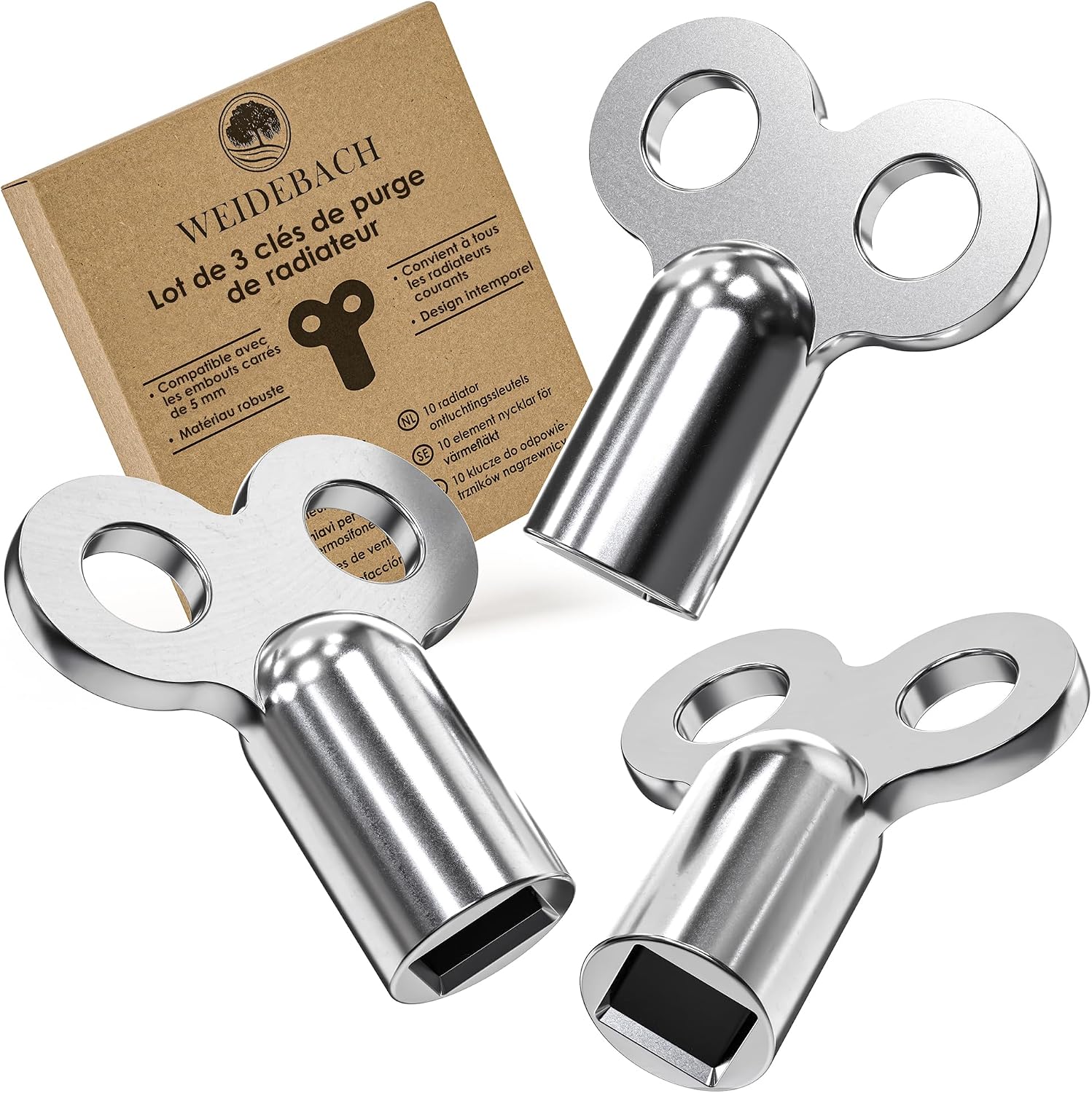 Entlüftungsschlüssel Für Heizkörper – 3er-set – Aluminiumlegierung – 5-mm-vierkantaufnahme – Für Standardventile – Geräuschreduzierung