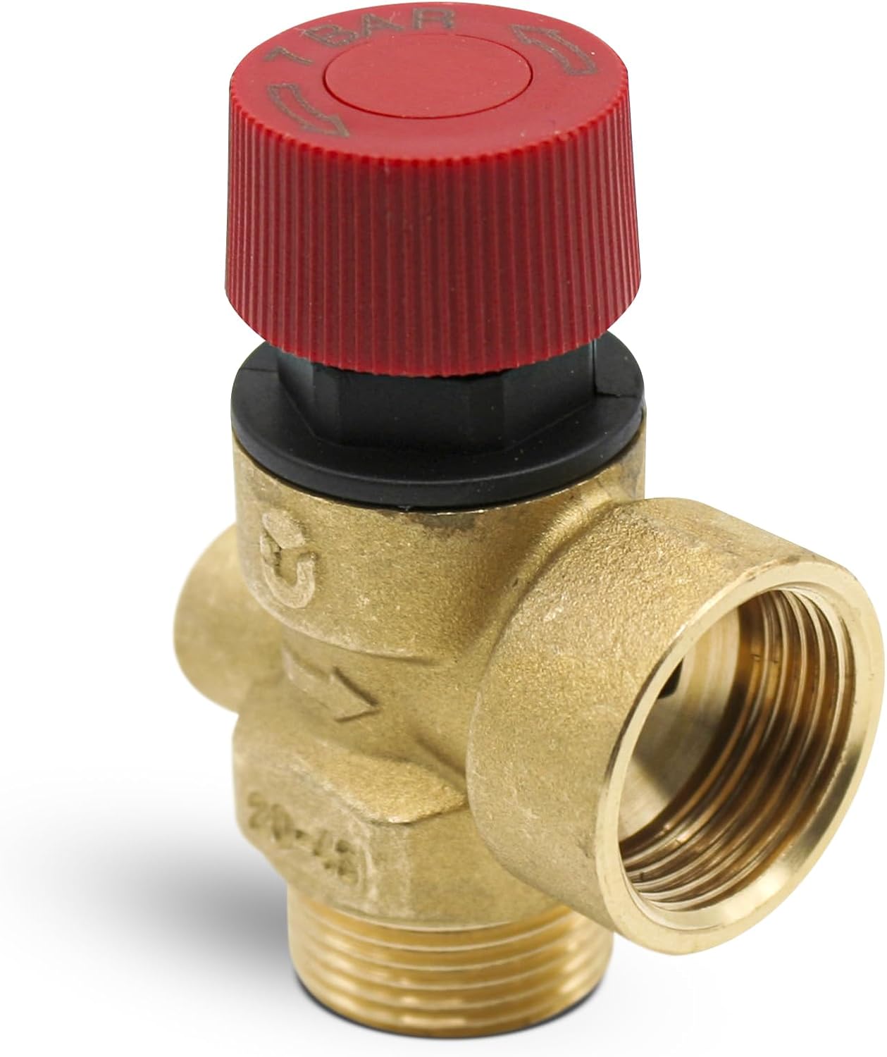 Sicherheitsventil (3 Bar) – 1 Stück – Messing – 1/2-zoll-überdruckventil – Für Warmwasserbereiter Und Druckminderer – 73,2 X 42,5 Mm