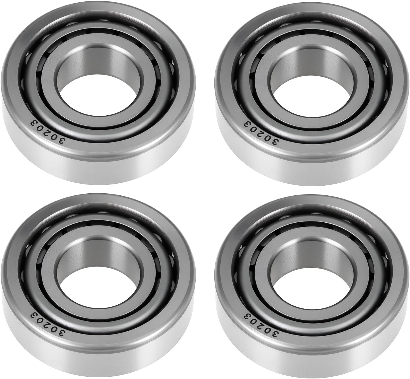 Satz Mit 4 Kegelrollenlagern 30203 – Chromstahl 17x40x13,25 Mm – Hochleistungs- Und Reibungsarme Lager Für Automobil- Und Industrieanwendungen