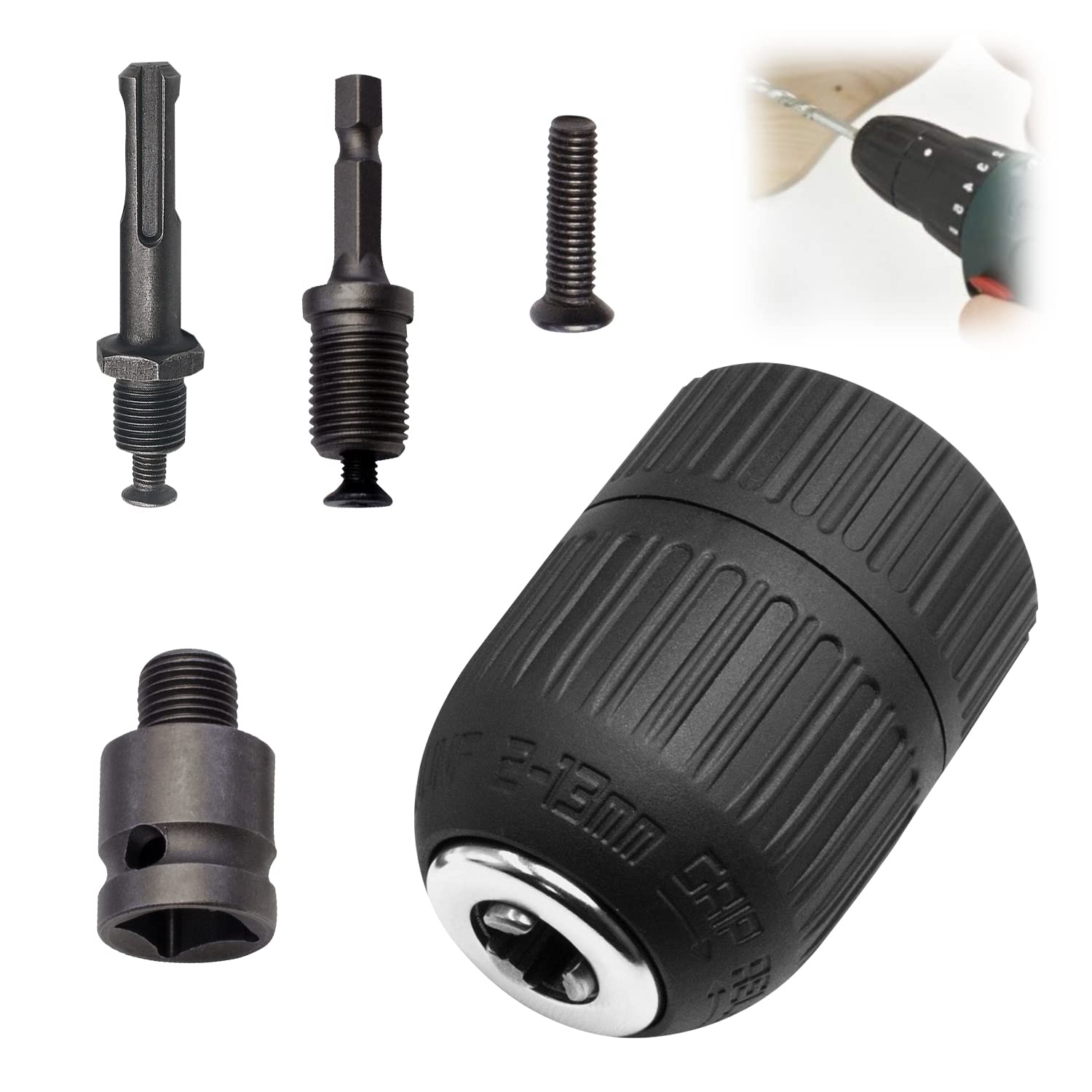 Schnellspannbohrfutter, Metall, 2–13 Mm, 1/2"-gewinde, Für Schraubendreher Und Rotationswerkzeuge
