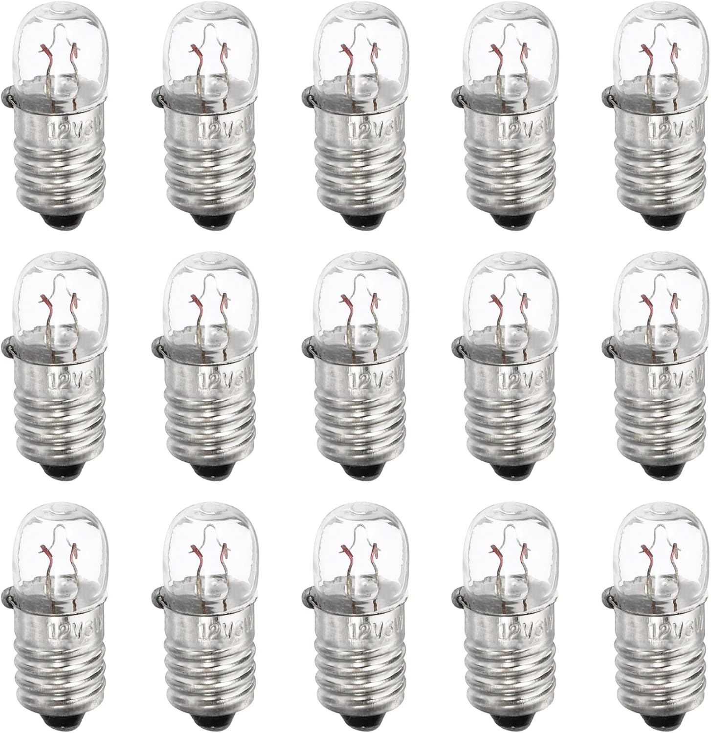 Miniatur-glühbirnen E10 12v 3w Warmgelb, 15er-packung Mit Glas- Und Metallbox Für Taschenlampen, Instrumente Und Signalgeräte