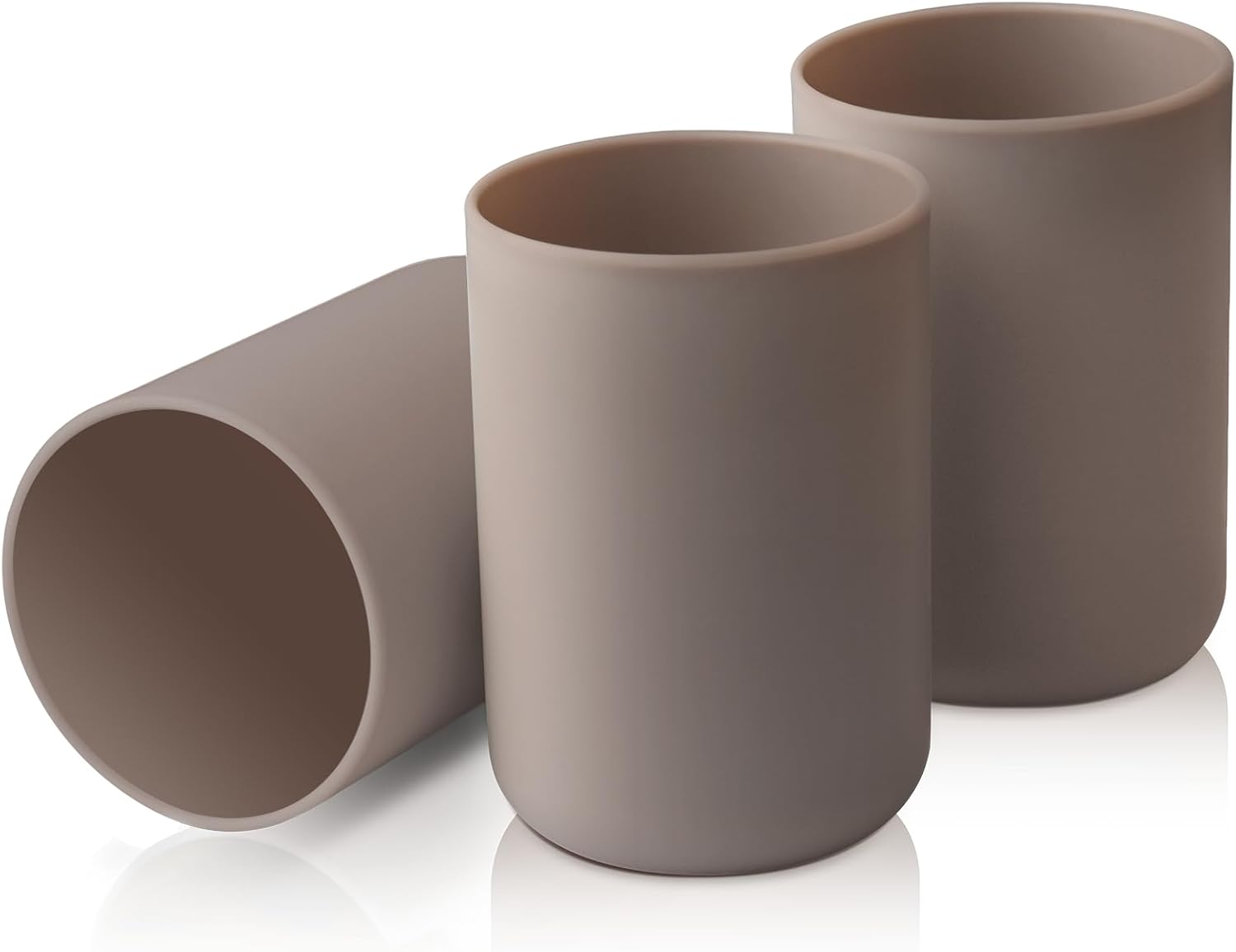 Zahnbürstenbecher – 3er-set – Lebensmittelechter Kunststoff – Unzerbrechlich – Familienbadezimmer – Braun – 7,3 X 10,4 Cm