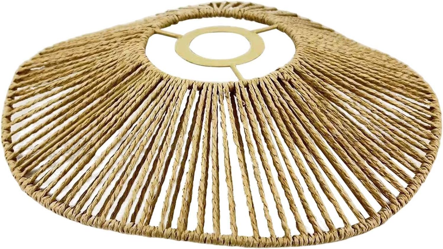 Lampenschirm Aus Geflochtenem Seil – 1 Stück – Handgeschöpftes Papier – Rustikales Design, E27 – Wohnzimmer, Schlafzimmer, Café – Durchmesser 30 Cm, Gelb