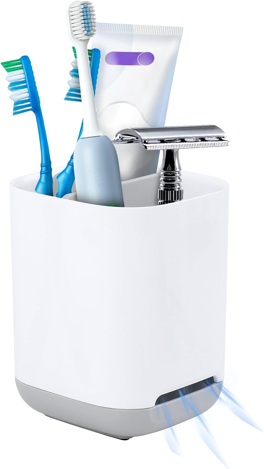 Zahnbürstenhalter – 1 Stück – Kunststoff – Herausnehmbare Fächer Und Abfluss – Badezimmer – Grau – 11,8 X 9,7 X 9 Cm