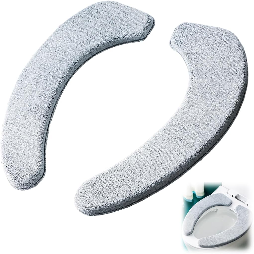 Wc-sitzkissen – 2-teilig – Flanell Und Schaumstoff – Warmer Komfort – Universell Rund/rechteckig – Grau 40 X 10 Cm