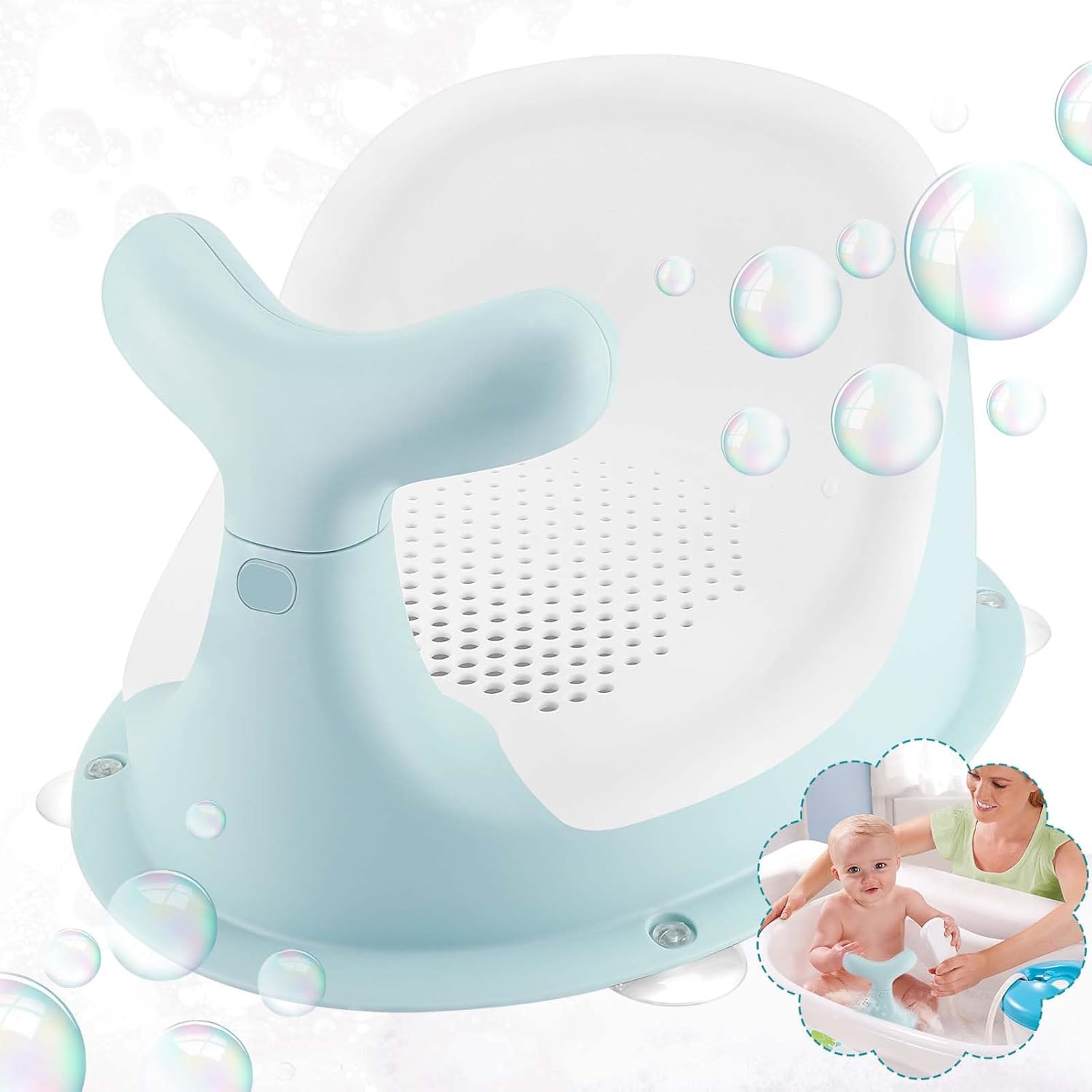 Babybadewannensitz – 1 Stück – Kunststoff Und Silikon – Rutschfeste Saugnäpfe – Universell Passend Für Badewannen – Grün