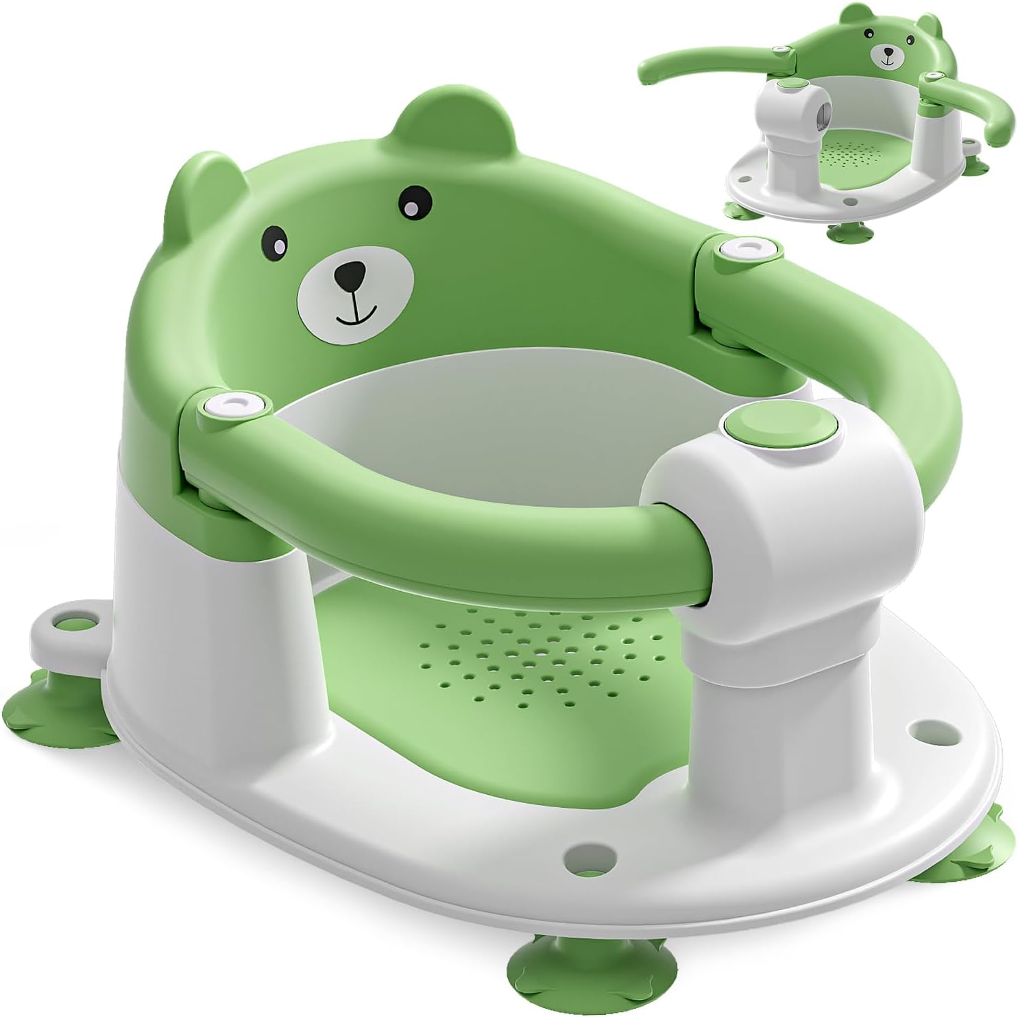Babybadewannensitz – 1 Stück – Weiches Tpr – 4 Rutschfeste Saugnäpfe – Für Dusche Und Badewanne – Grün