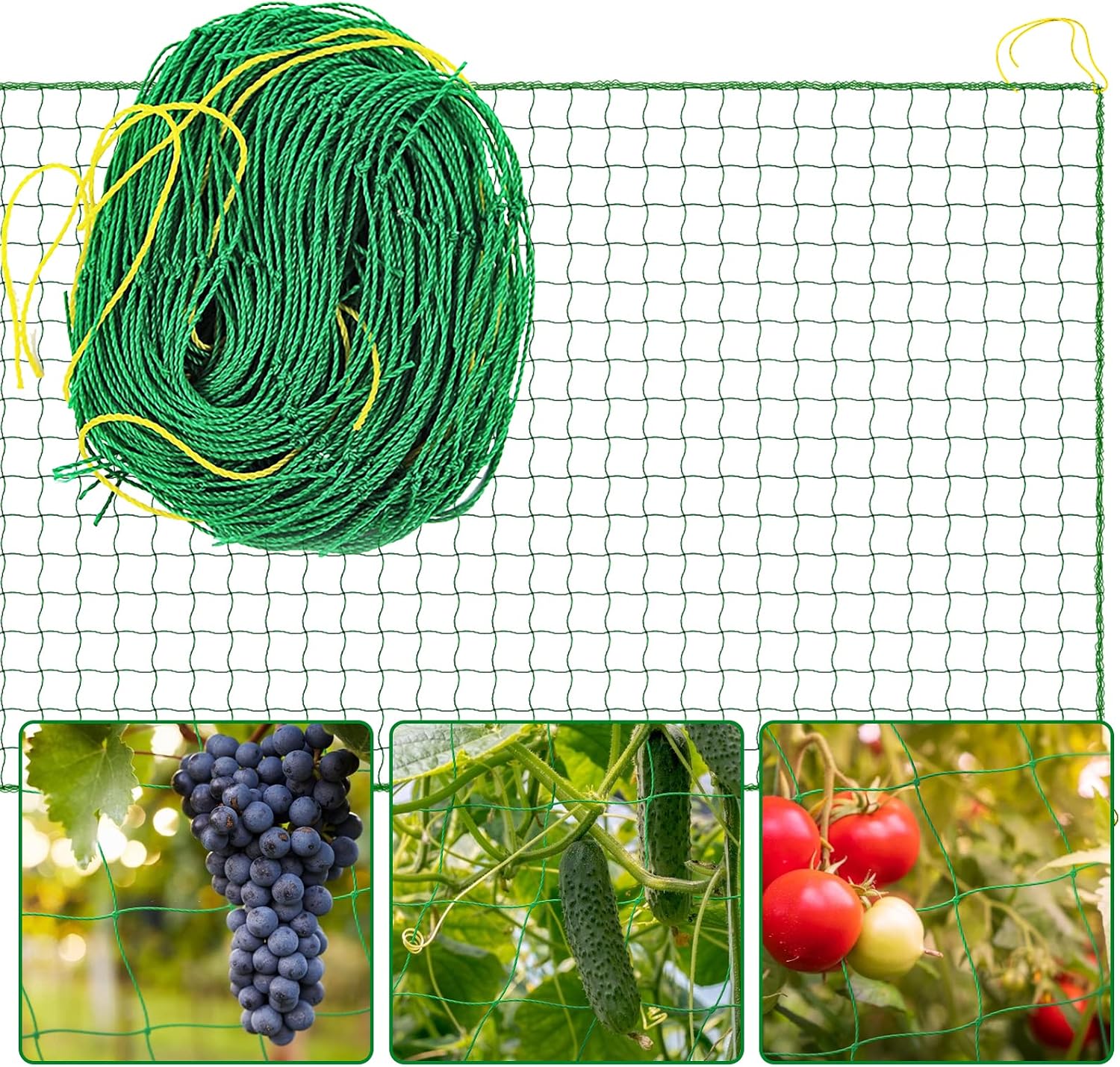 Kletterpflanzennetz – 1 Stück – Nylon – Pflanzenstütze – Gemüsegarten (tomaten, Gurken) – 1,8 X 3,6 M, Grün