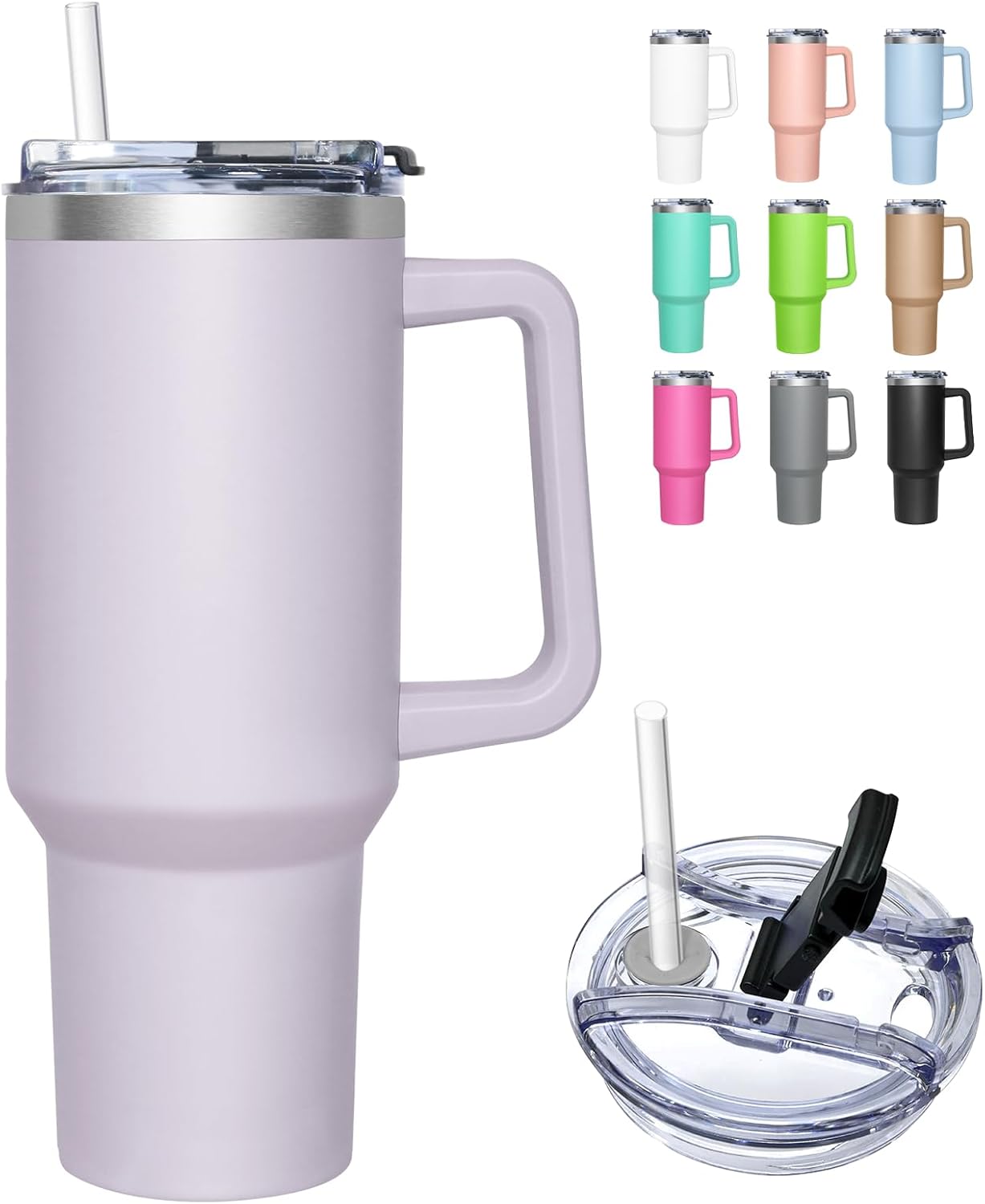 Isolierbecher – 1180 Ml – Edelstahl – 2-in-1-deckel Mit Strohhalm – Für Reisen Und Büro
