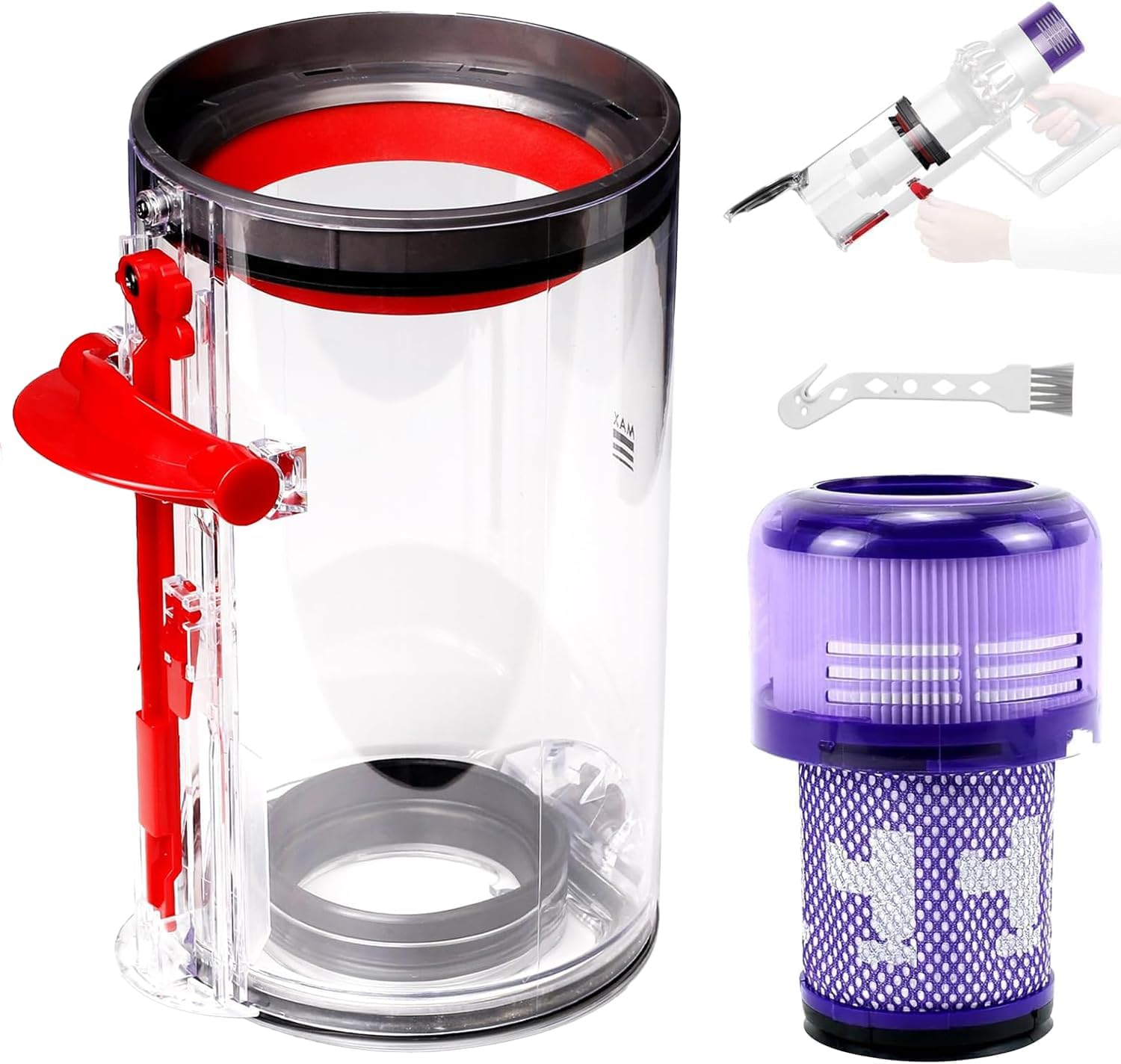 Staubbehälter – 1 Stück – Transparenter Kunststoff – Hepa-filter – Für Dyson V11, V15, Sv14 – Kompatibel Mit 970013-02
