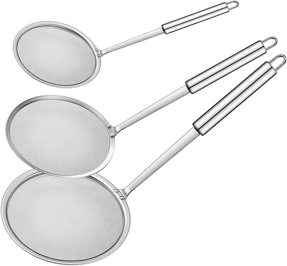 Schaumlöffel – 3-teilig – Edelstahl – Rückstandsfilter – Zum Kochen Von Nudeln Und Braten – 10 Cm, 12 Cm, 14 Cm