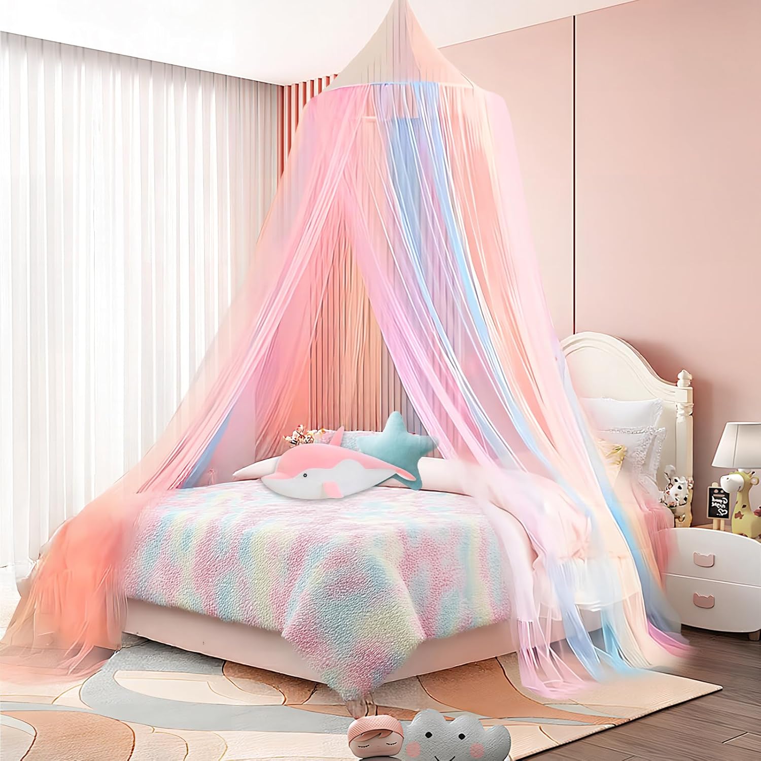 Regenbogen-moskitonetz – 1 Stück – Polyester – Insektenschutz – Kinderzimmer, Einzel- Oder Doppelbett – 60 X 250 X 1250 Cm