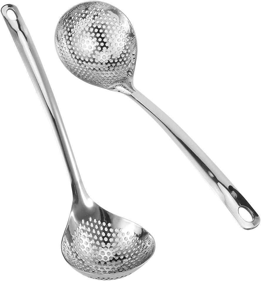 Schaumlöffel Und Schöpfkelle – 2-teilig – Edelstahl – Hitzebeständig – Für Den Täglichen Gebrauch – 30 Cm