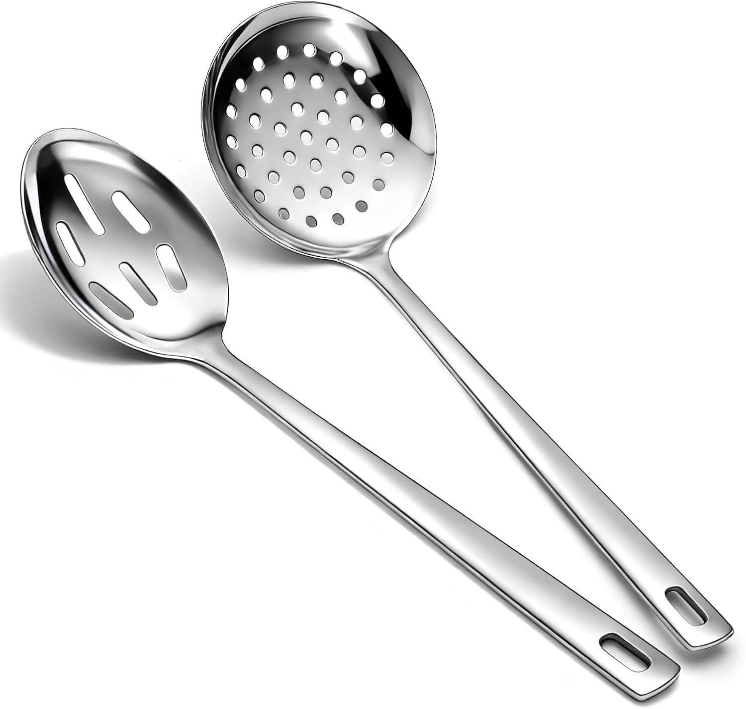 Schaumlöffel Und Schöpfkelle – 2-teiliges Set – Edelstahl – Zum Abgießen Und Braten – Für Pasta Und Gemüse – 33 Cm