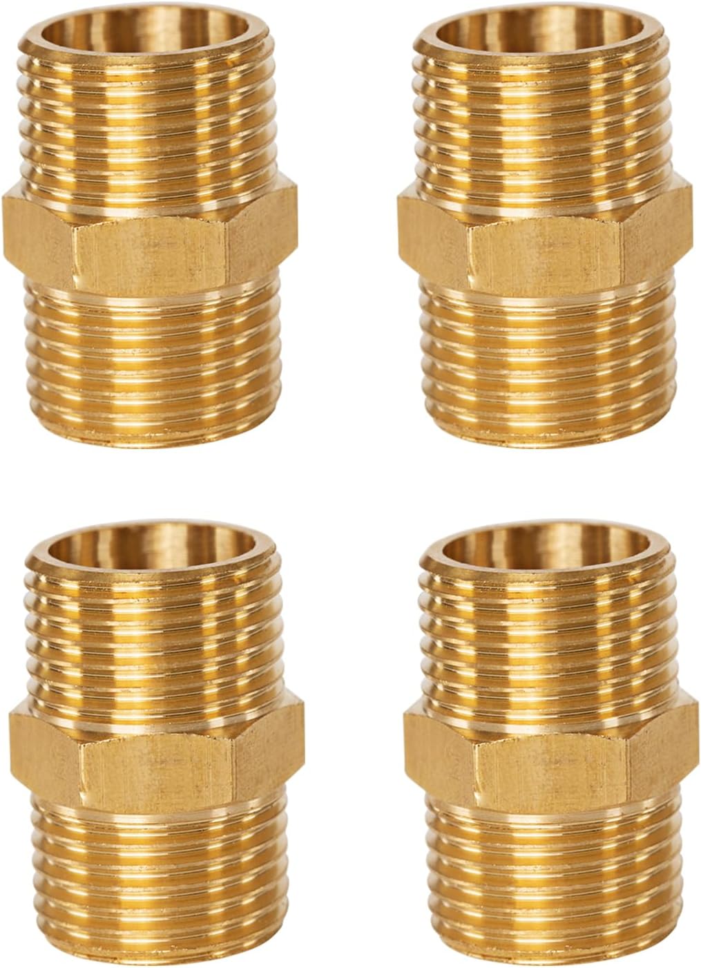 Rohrverschraubung – 4-teilig – Messing – 1/2" Bsp-außengewinde – Sechskantverbinder (gerade) – Sanitär & Heizung