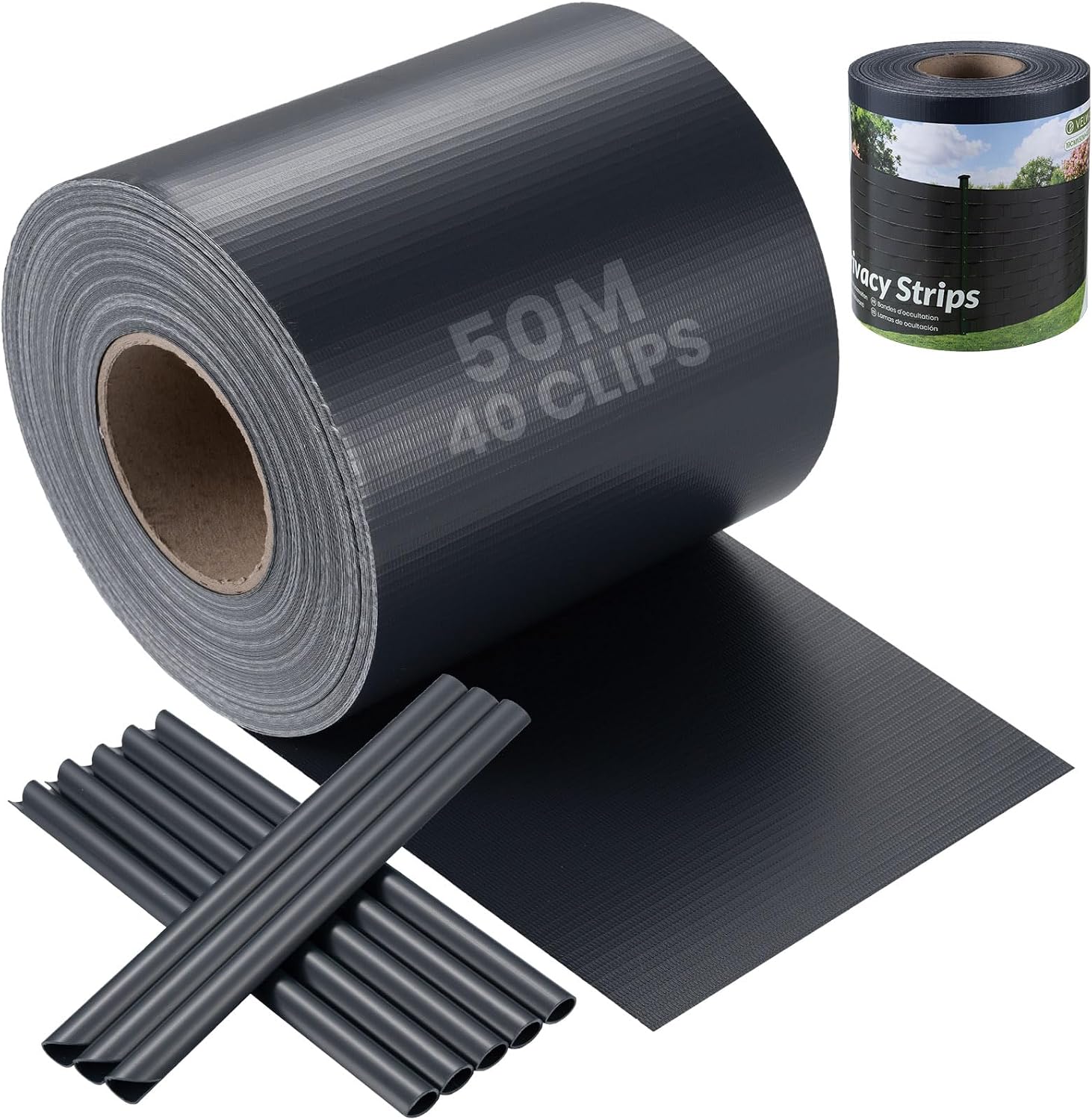 Pvc-sichtschutzwand – Rolle 50 M X 19 Cm – 450 G/m² – Sichtschutz Für Garten/zaun – Mit Clips