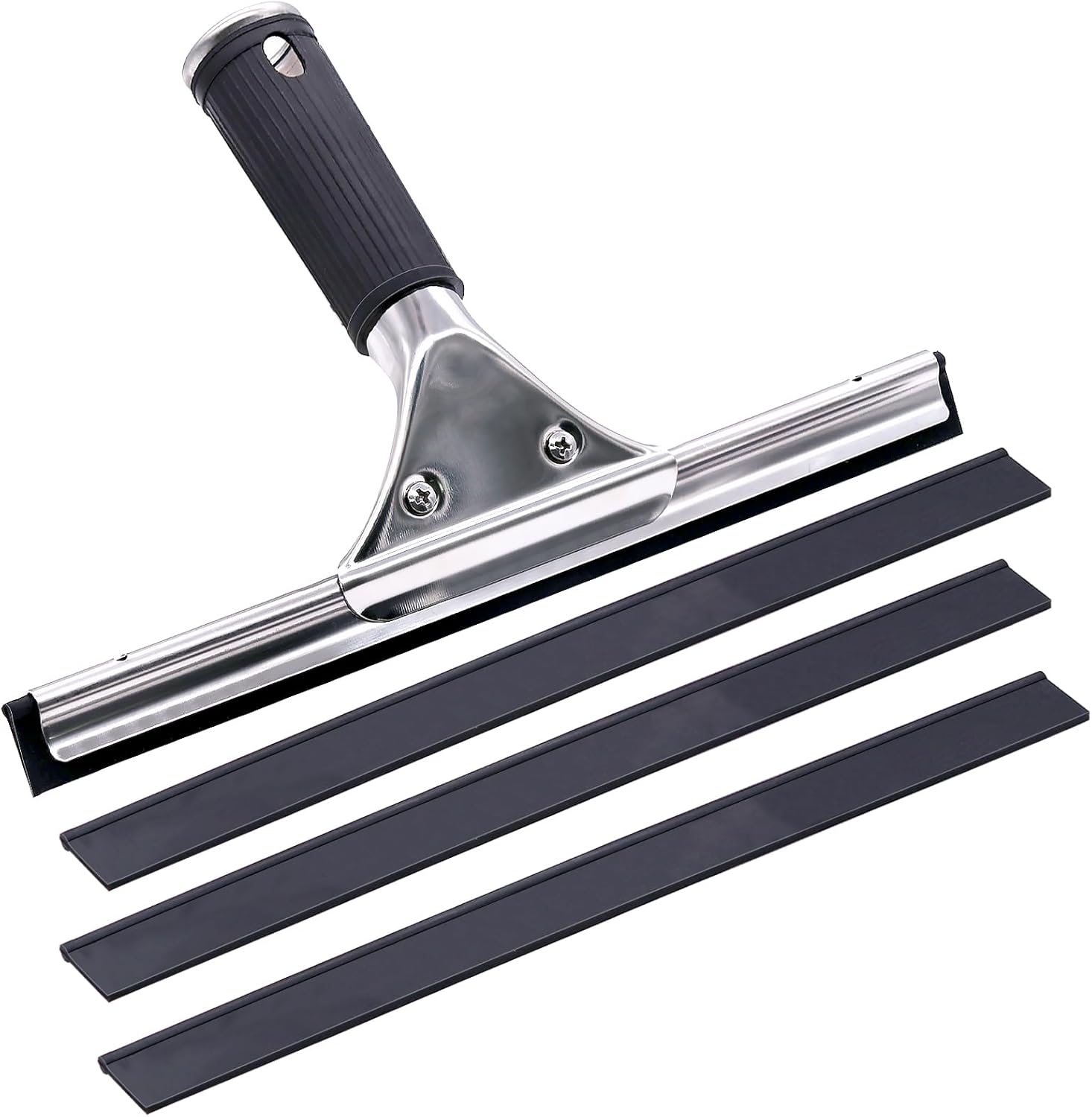 30 Cm Fensterabzieher – Edelstahl – 3 Gummilippen – Fenster- Und Spiegelreinigung – Ergonomisch