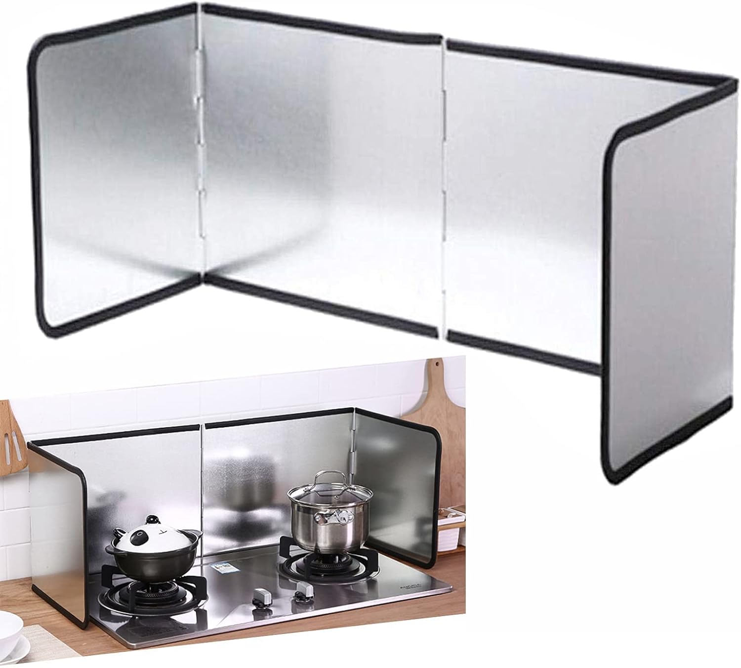 Faltbarer Spritzschutz - 3 Paneele - Verzinkter Stahl - Höhe 40 Cm - Für Backofen Und Kochfeld
