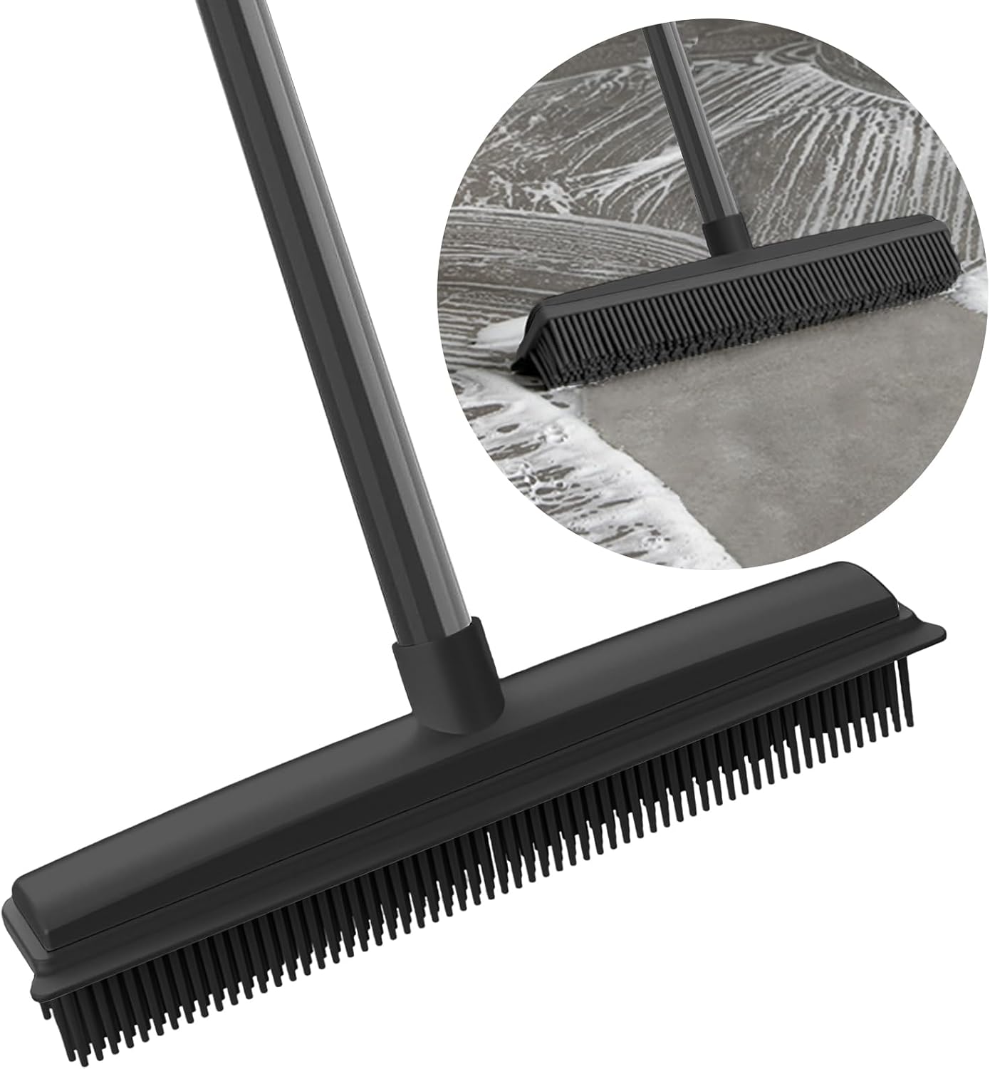2-in-1 Gummibesen – Integrierter Abzieher – 156 Cm Verstellbarer Griff – Tierhaarentferner – Für Böden Und Teppiche
