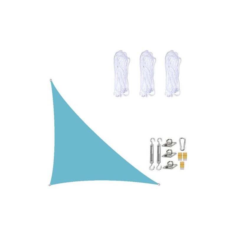Taishengda – 3×4×5m Wasserdichtes Sonnensegel, Rechteckig-dreieckig, Sonnenschutzgewebe Mit Befestigungsmaterial Für Garten, Terrasse Und Pflanzen, Meeresblau