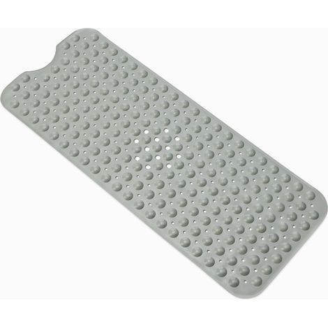 Tapis De Bain Antidérapant Avec Ventouses Pour Baignoire Et Douche, 40" X 16", Gris