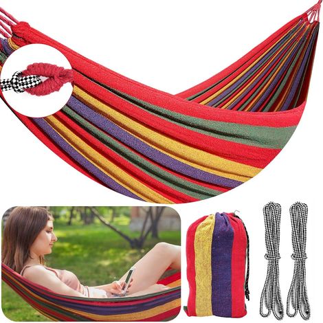 Hamac De Camping, Hamac D'Extérieur 190 X 100 Cm, Capacité De Charge Maximale De 150 Kg Pour Les Voyages, Le Jardin Et La Plage